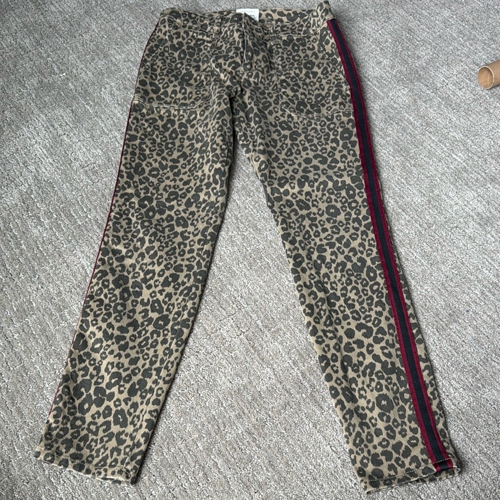 Sanctuary Pant Women 26 Leopard Print Standard Surplus Side Tuxedo Stripe Skinny